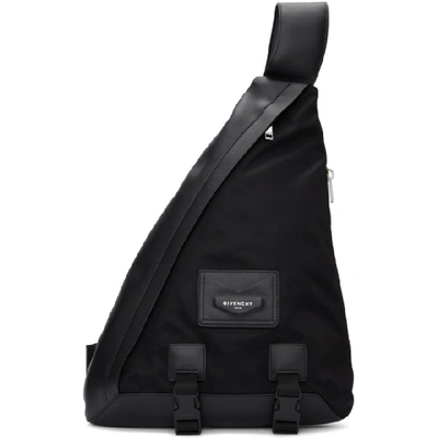 Shop Givenchy Black One Shoulder Envelope Backpack In 001-black