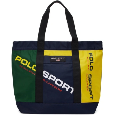 Shop Polo Ralph Lauren Multicolor Polo Sport Tote In Nvy/grn/ylw