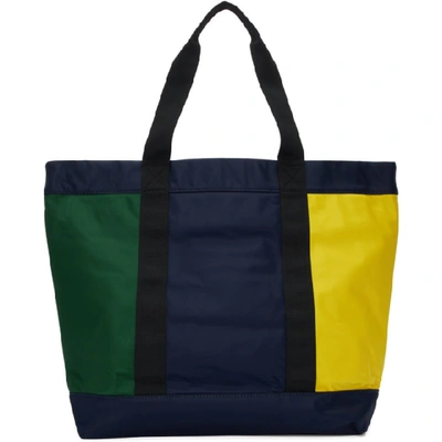 Shop Polo Ralph Lauren Multicolor Polo Sport Tote In Nvy/grn/ylw