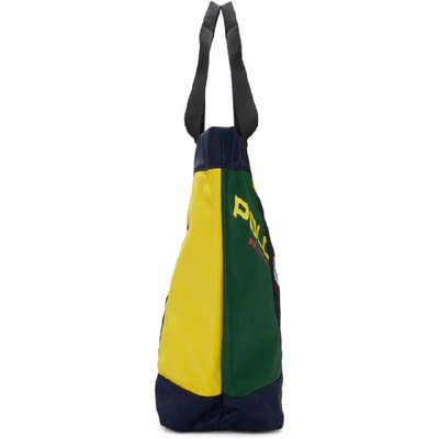 Shop Polo Ralph Lauren Multicolor Polo Sport Tote In Nvy/grn/ylw