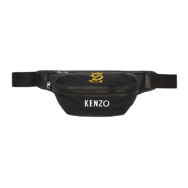 Kenzo Black Dragon Bum Bag In 99 Black 