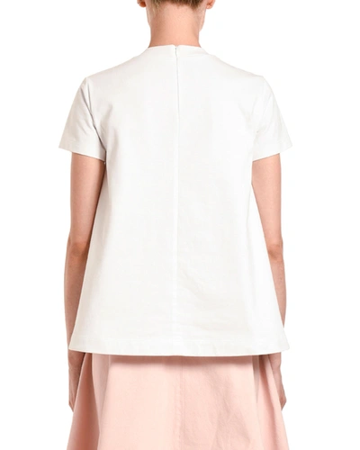 Shop Prada Satin-bowed Short-sleeve Jersey Tee In White