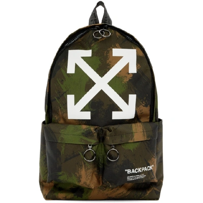Shop Off-white Green Quote Allover Backpack In 9901 Alover