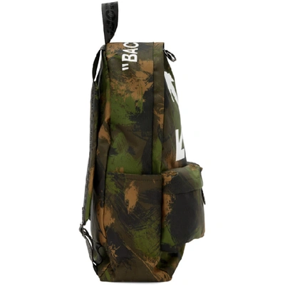 Shop Off-white Green Quote Allover Backpack In 9901 Alover