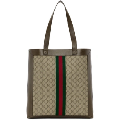 Shop Gucci Brown Gg Ophidia Tote In 8745 Beige