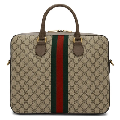 Shop Gucci Brown Ophidia Gg Briefcase In 8340 Beige