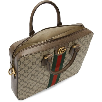 Shop Gucci Brown Ophidia Gg Briefcase In 8340 Beige
