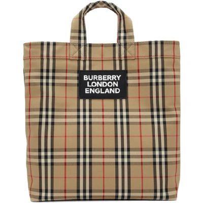 Shop Burberry Beige Artie Tote In Archive Bge