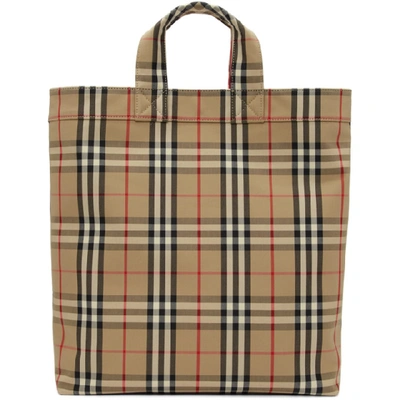 Shop Burberry Beige Artie Tote In Archive Bge