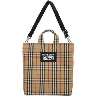 Shop Burberry Beige Artie Tote In Archive Bge