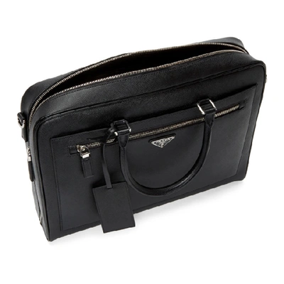 Shop Prada Black Saffiano Travel Briefcase In F0002 Nero