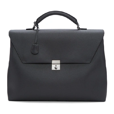 Shop Valextra Grey Avietta Lock Briefcase In Fumo Grey