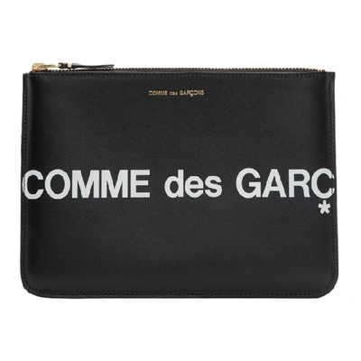 Shop Comme Des Garçons Comme Des Garcons Wallets Black Huge Logo Zip Pouch