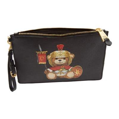 Shop Moschino Black Teddy Bear Pouch In A1555 Blkfa