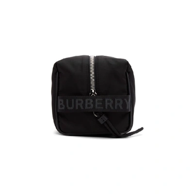 Shop Burberry Black Horseferry Print Wash Bag In Black/white