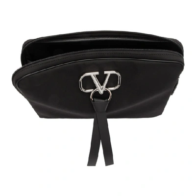Shop Valentino Black  Garavani Large Nylon Vring Clutch