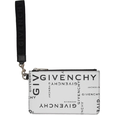 Shop Givenchy Black And White Mini Logotype Pouch In 004-blkwht