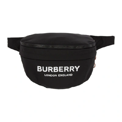 Shop Burberry Black Convertible Logo Backpack