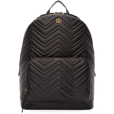 Shop Gucci Black Quilted Gg Marmont Backpack In 1000 Black