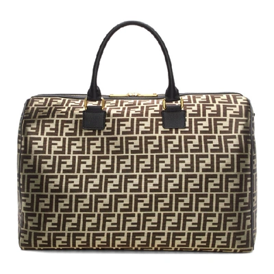 Shop Fendi Black And Gold Forever  Duffle Bag In F18h9 Black