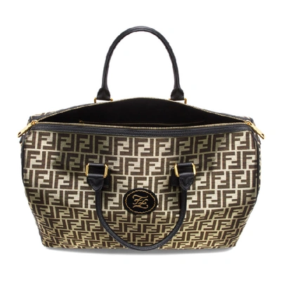 Shop Fendi Black And Gold Forever  Duffle Bag In F18h9 Black