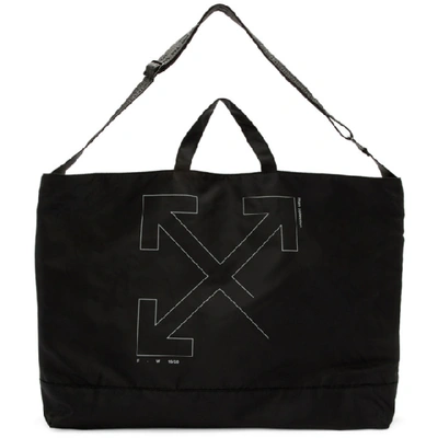 Shop Off-white Black Unfinished Arrows Tote In 1091 Blksil