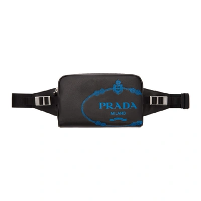 Shop Prada Black Saffiano Travel Pouch In F0qlr Nero+