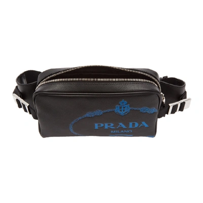 Shop Prada Black Saffiano Travel Pouch In F0qlr Nero+