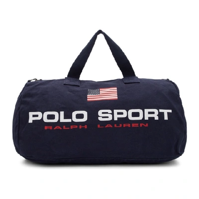 Shop Polo Ralph Lauren Navy Canvas Polo Sport Duffle Bag
