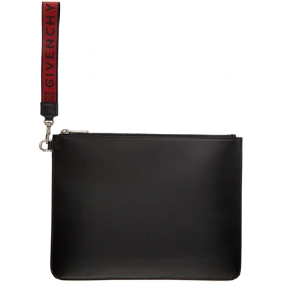 Shop Givenchy Black And Red Canvas 4g Wrislet Pouch In 001 Black