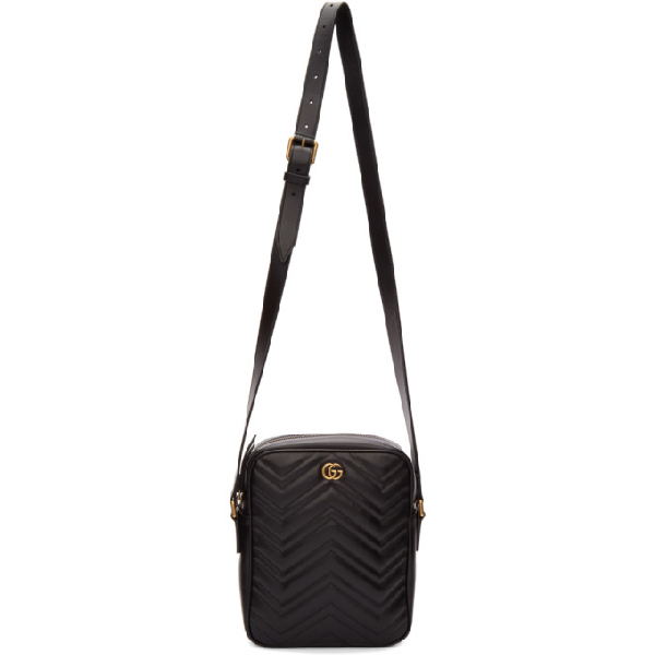 Gucci Men's Leather Cross-body Messenger Shoulder Bag In 1000 Black |  ModeSens