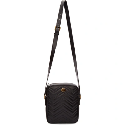 Shop Gucci Black Gg Marmont Messenger Bag In 1000 Black