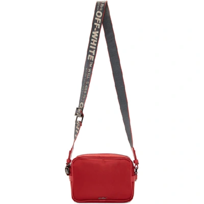 Off-white Men's Web-strap Rectangle Crossbody Bag In Red | ModeSens