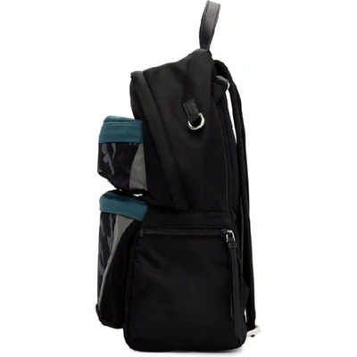 Shop Prada Black & Blue Camouflage Backpack