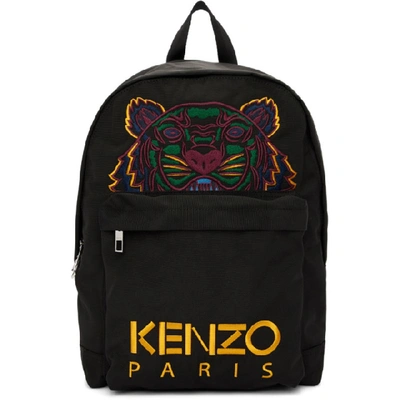 Shop Kenzo Black Canvas Tiger Backpack In 99c Black