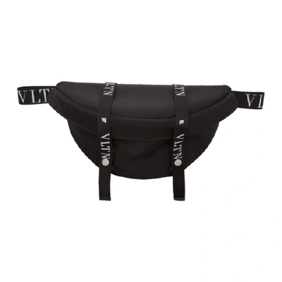 Shop Valentino Black  Garavani Vltn Belt Bag In 0no Black W