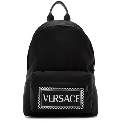 Shop Versace Black Logo Backpack In Knbn Black