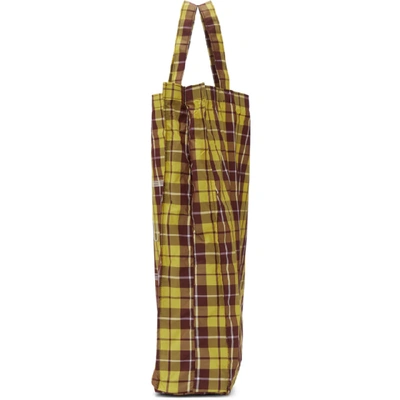 Shop Gucci Yellow And Burgundy Medium Check Tote In 9077 Yellow