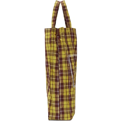 Shop Gucci Yellow And Burgundy Medium Check Tote In 9077 Yellow