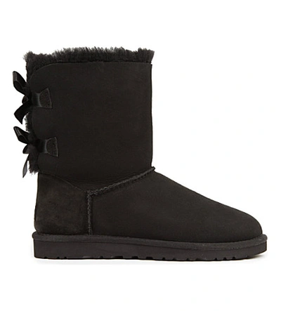 Shop Ugg Bailey Bow Sheepskin Boots In Black