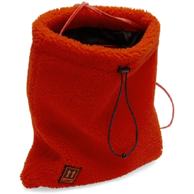 Shop Off-white Red Sherpa Shoelace Pouch In 2000 Redno