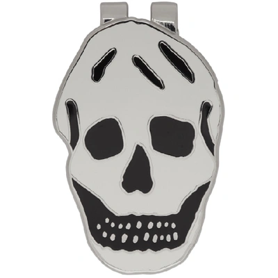 Shop Alexander Mcqueen Black And White Skull Money Clip In 1069 Blkwht