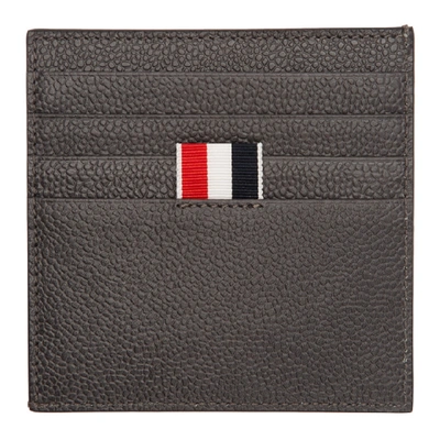 Shop Thom Browne Grey Tbny Paper Label Square Single Card Holder In Charcoal015