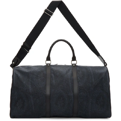 Shop Etro Blue Paisley Travel Duffle Bag In 200 Blue