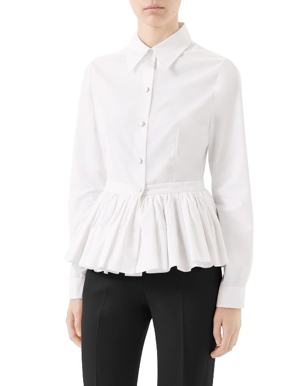 Gucci Button-front Peplum Blouse In White | ModeSens