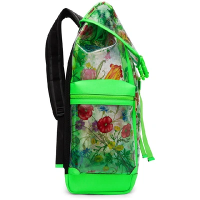 Shop Gucci Green Clear Flowers Backpack In 8870 Pink
