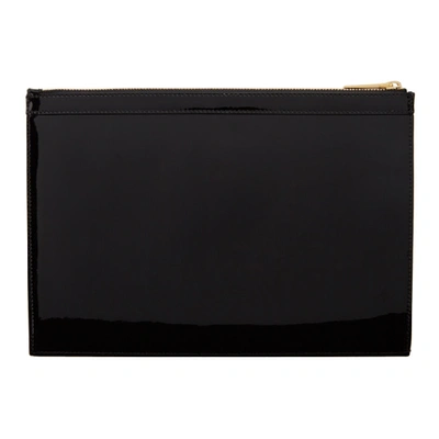 Shop Thom Browne Black Small Gusset Zipper Tablet Holder In Black 001