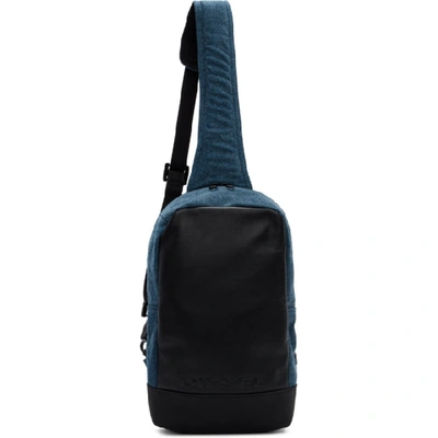 Shop Diesel Black And Blue F-suse Mono Backpack In H4933 Denim