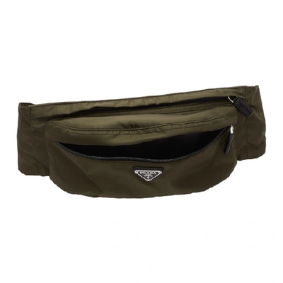 Shop Prada Khaki Nylon Belt Bag In Mimetico