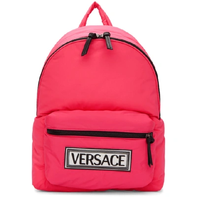 VERSACE 粉色徽标双肩包